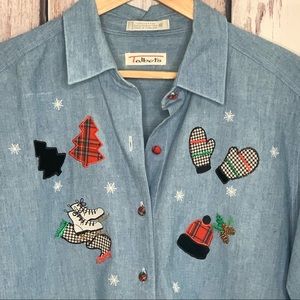 Talbots button down Christmas shirt
